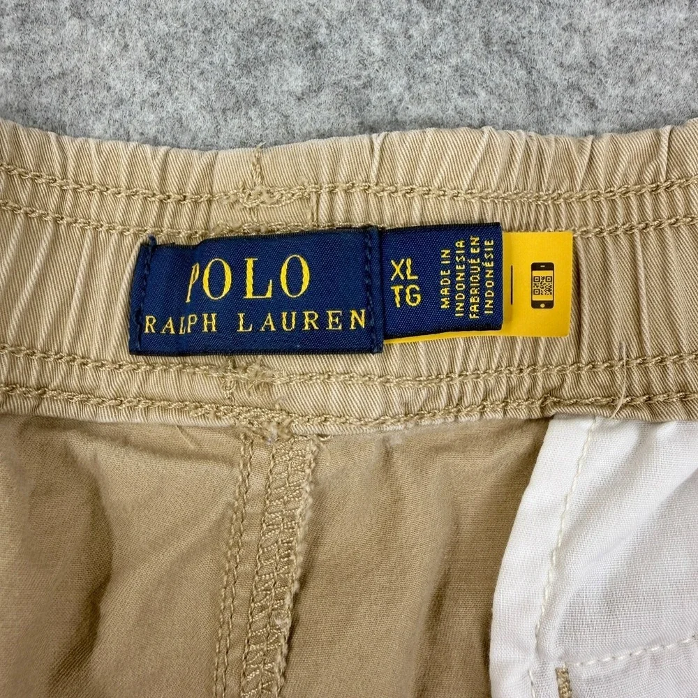 Polo Ralph Lauren Mens Cargo Jogger XL Tan Drawstring Elastic Waist Zip Hem
